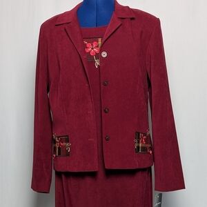 NWT Sag Harbor Burgundy Women's Blazer and Dress Set